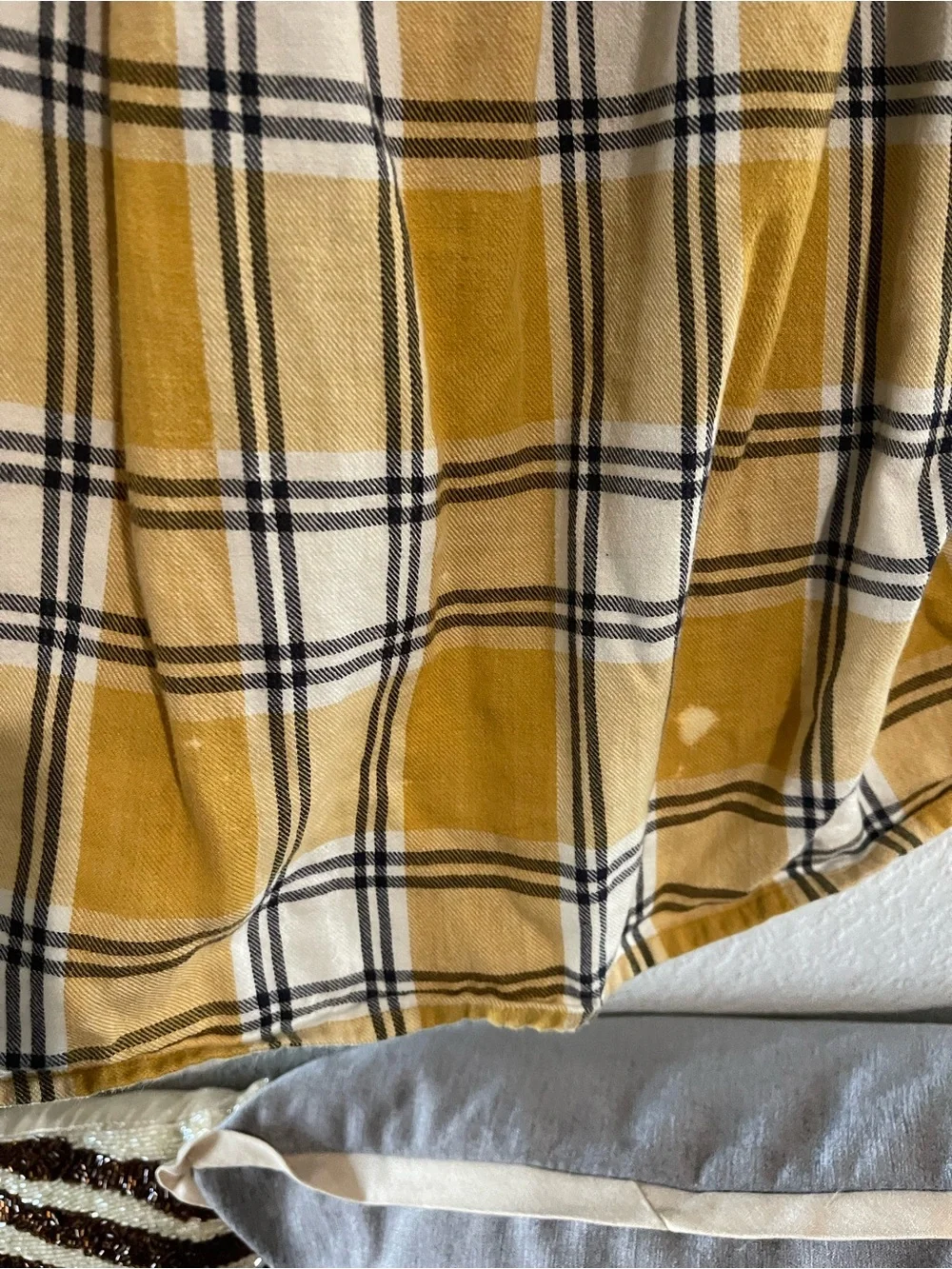 Sister Mary Yellow Plaid Embroidered Square-Neck Women's Top